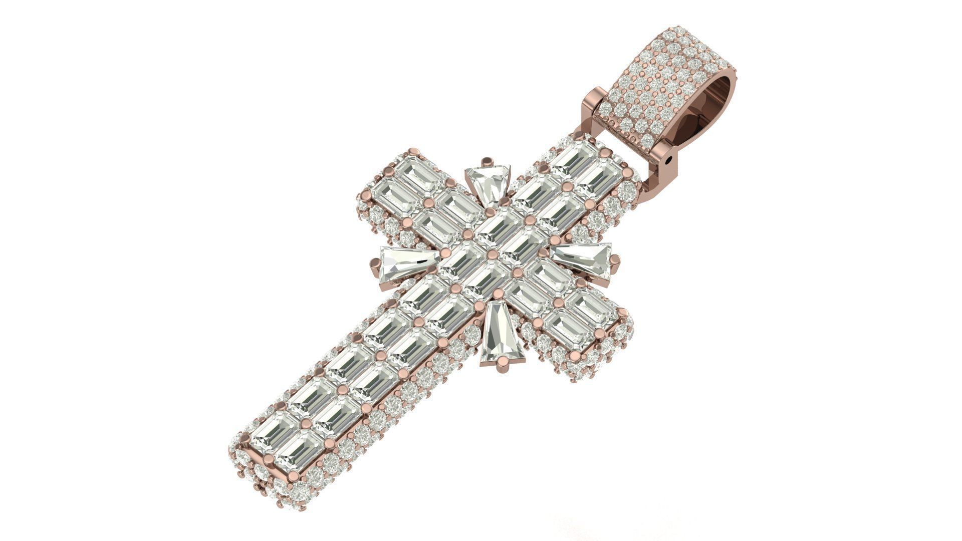 cross hiphop pendant 3D print model_4