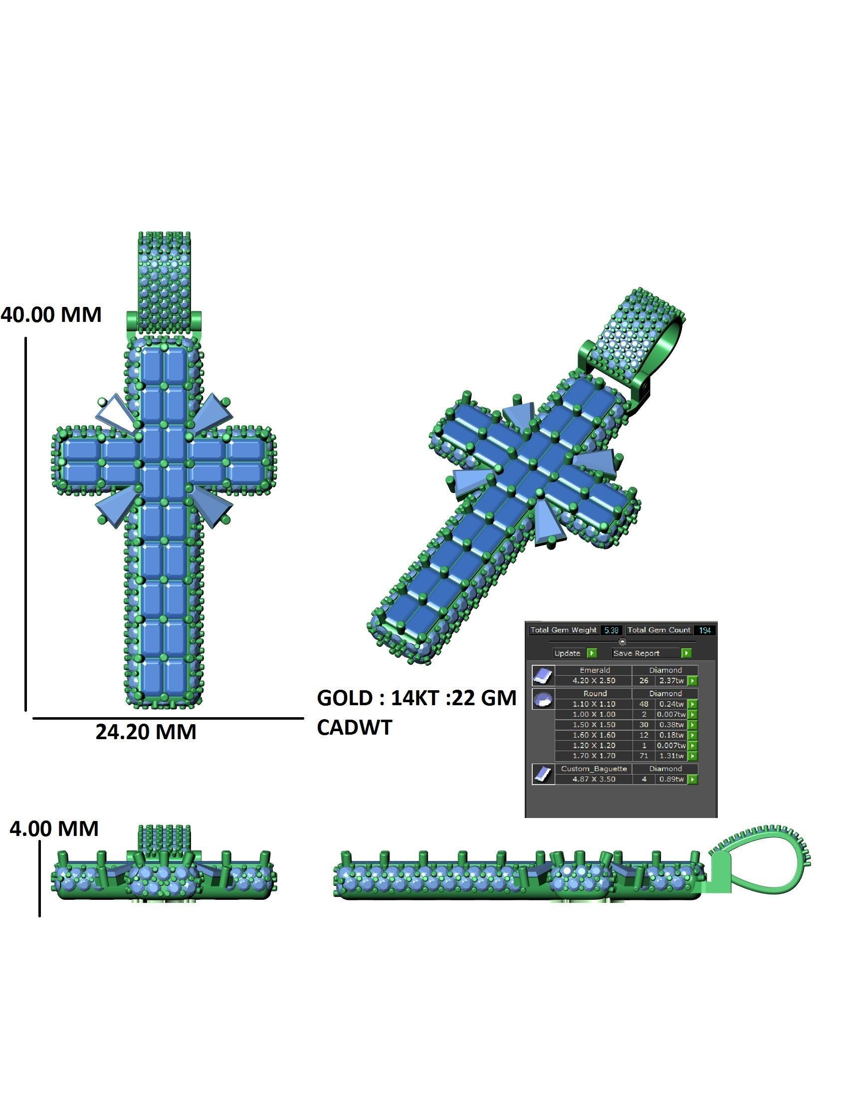 cross hiphop pendant 3D print model_16
