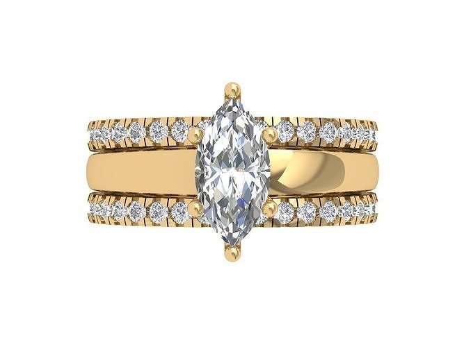 Marquise Ring Bridal Set 3D print model
