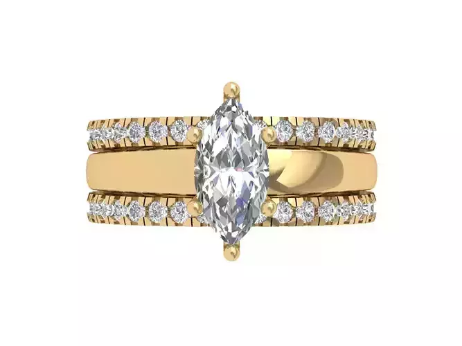 Marquise Ring Bridal Set 3D print model