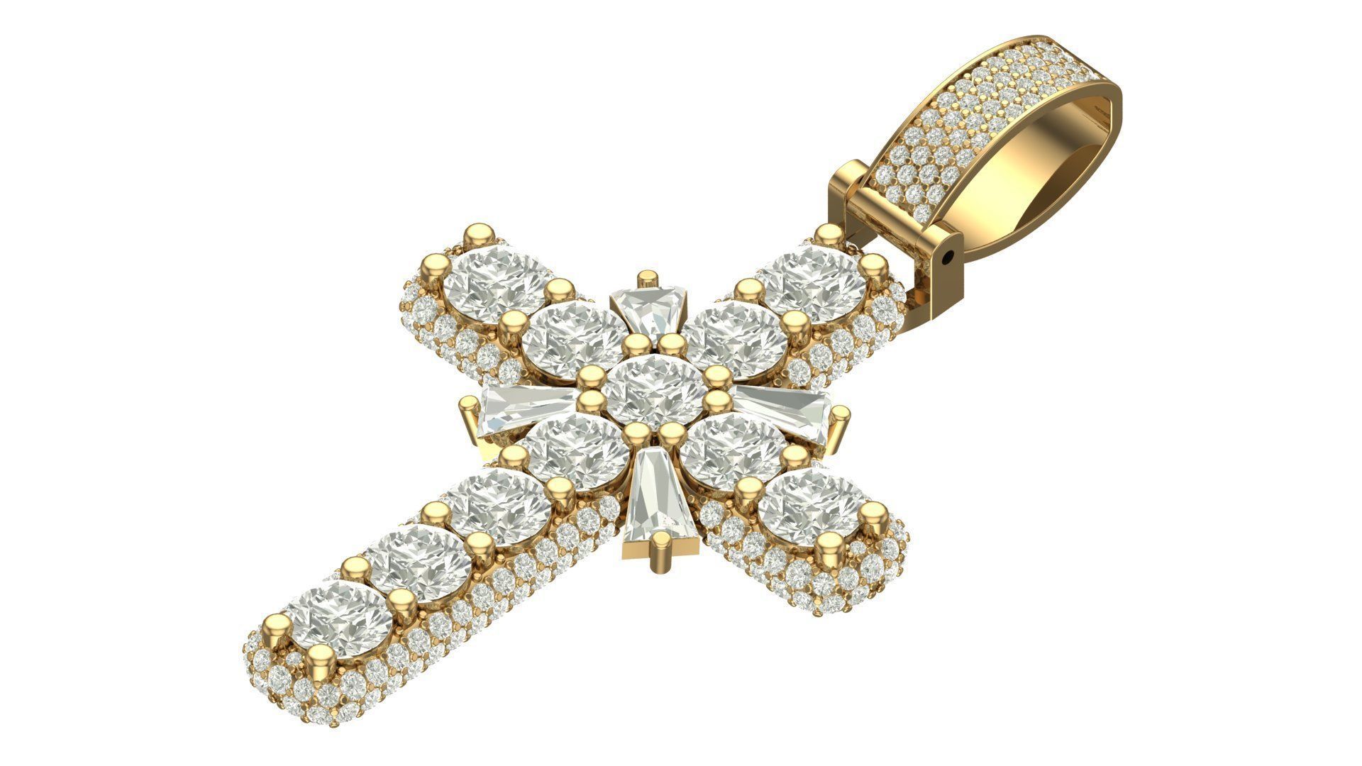 cross hiphop pendant 3D print model_3