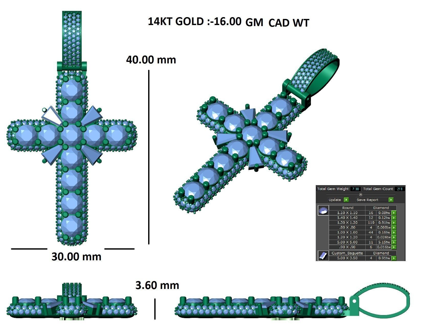 cross hiphop pendant 3D print model_16
