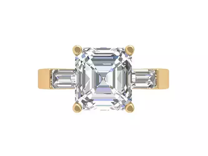 Emerald 3 Stone Art Deco Ring