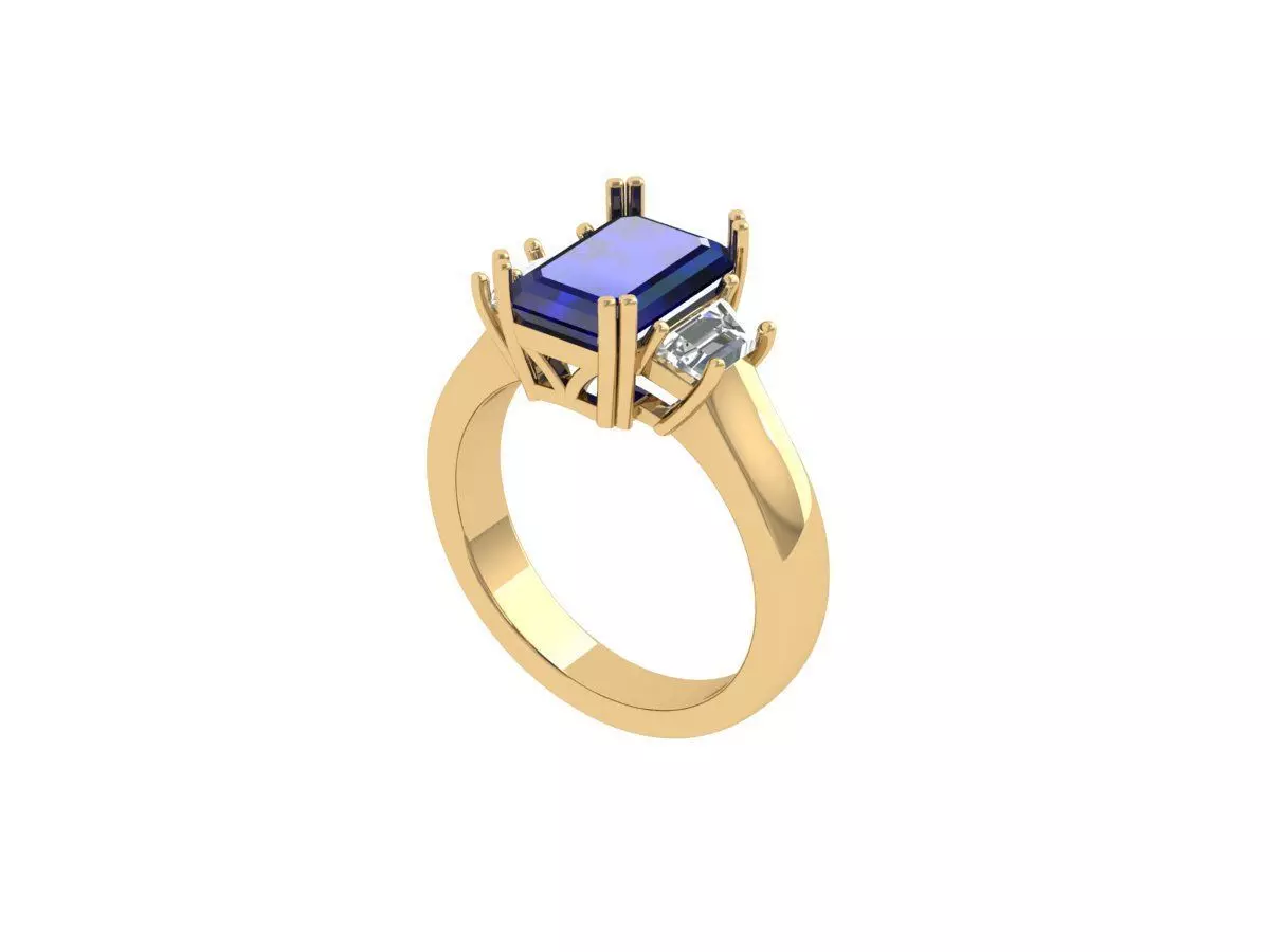 Solitair 3 Stone Ring 3D print model