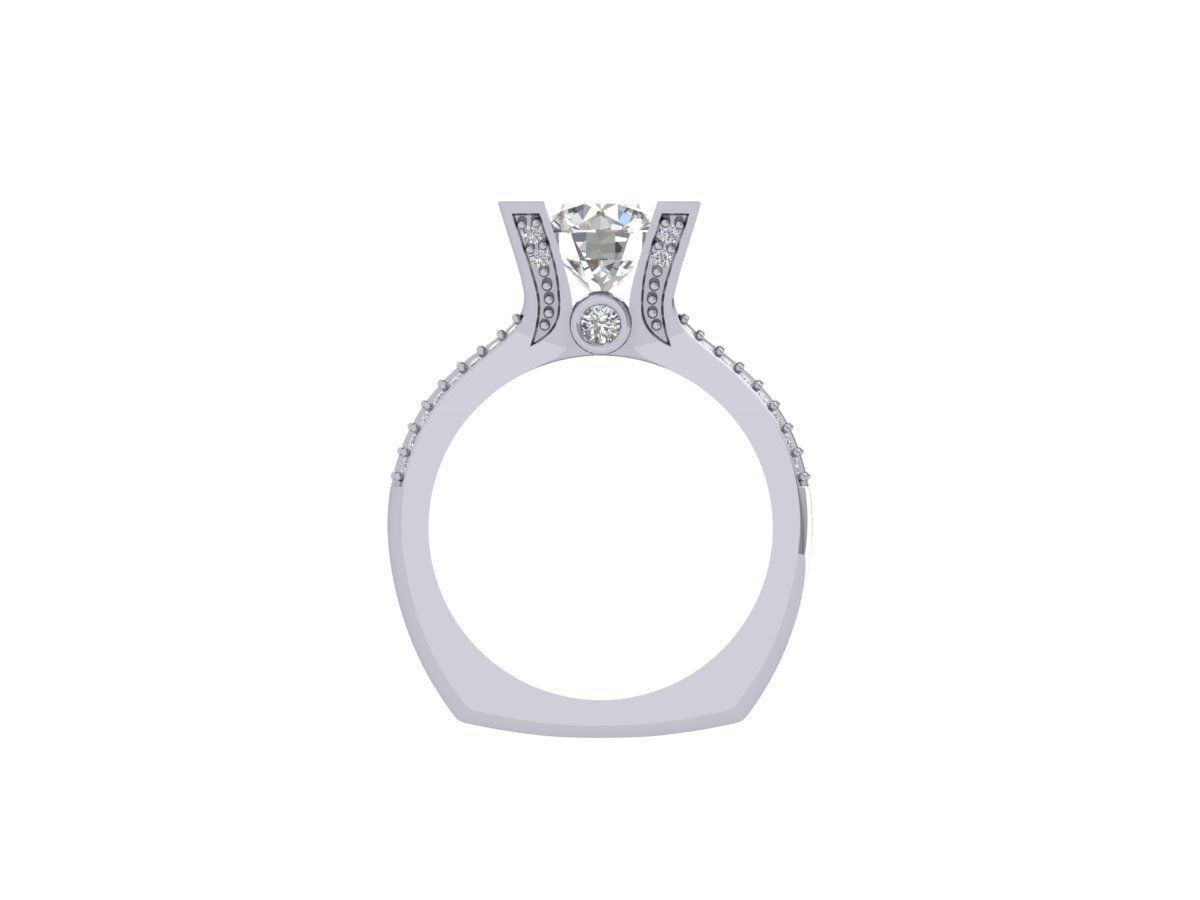 Solitaire Engagement Art Deco Ring 3D print model_2