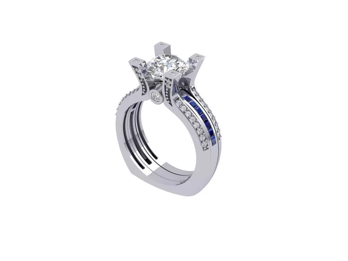 Solitaire Engagement Art Deco Ring 3D print model_0