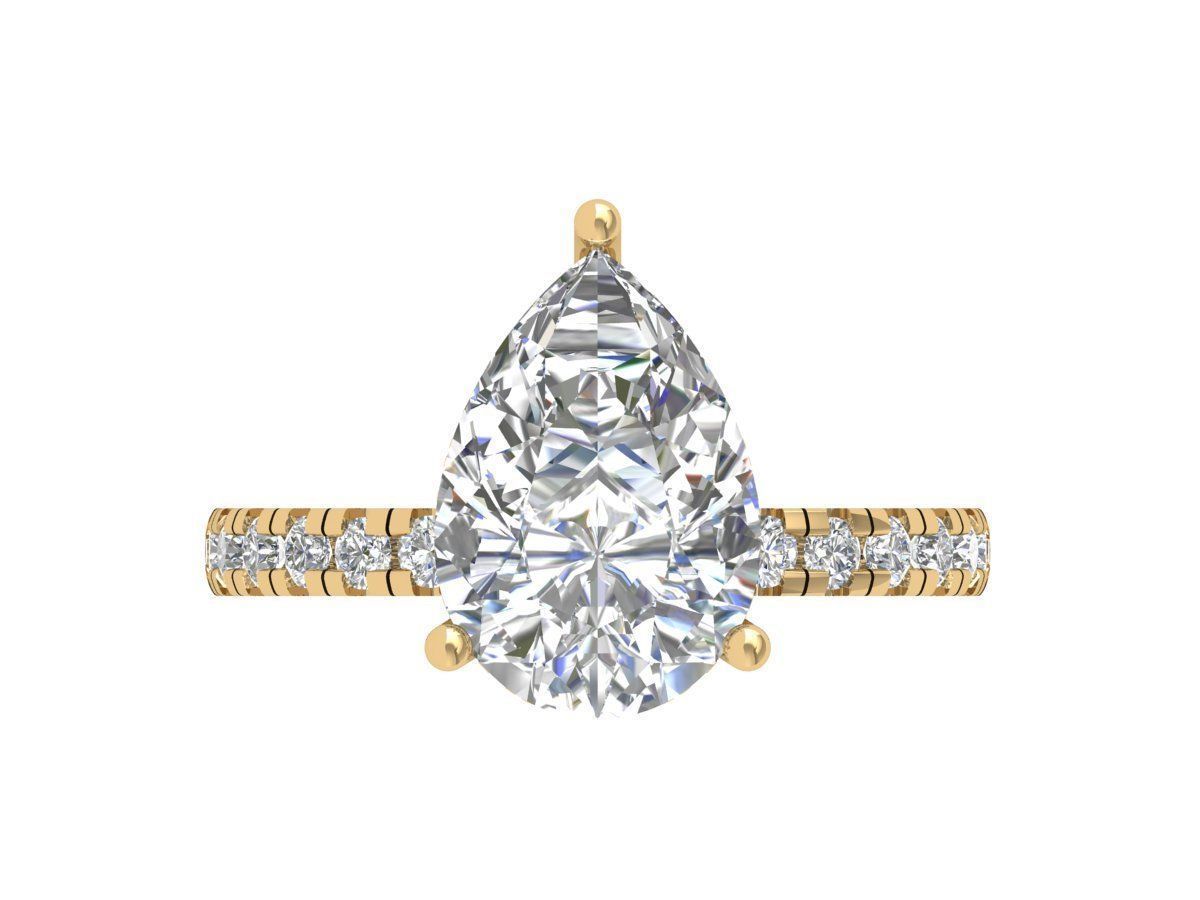 Pear SolitaireArt Deco Ring 3D print model_1