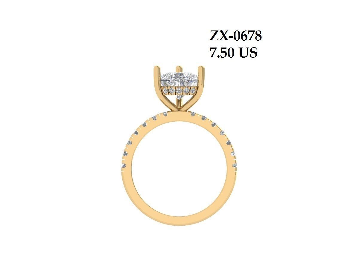 Pear SolitaireArt Deco Ring 3D print model_2