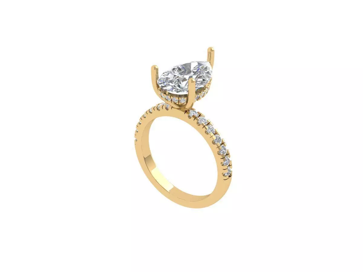 Pear SolitaireArt Deco Ring 3D print model_0