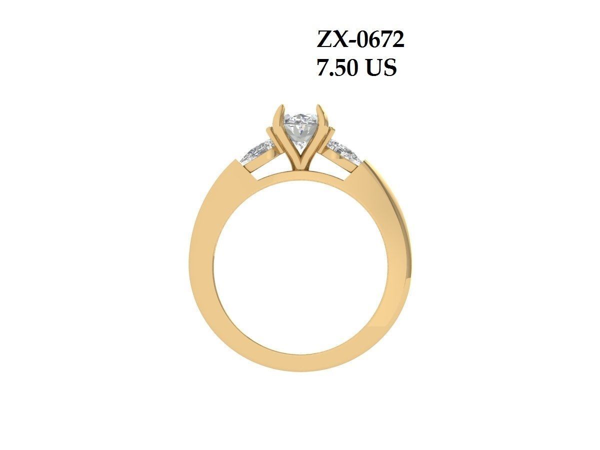 Oval 3 Stone Bridal Ring 3D print model_3