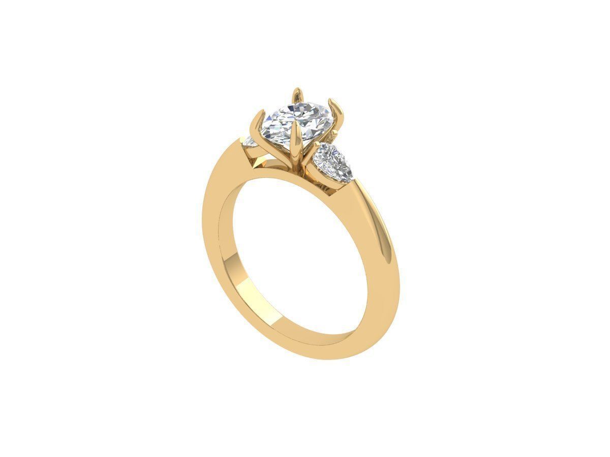 Oval 3 Stone Bridal Ring 3D print model_1