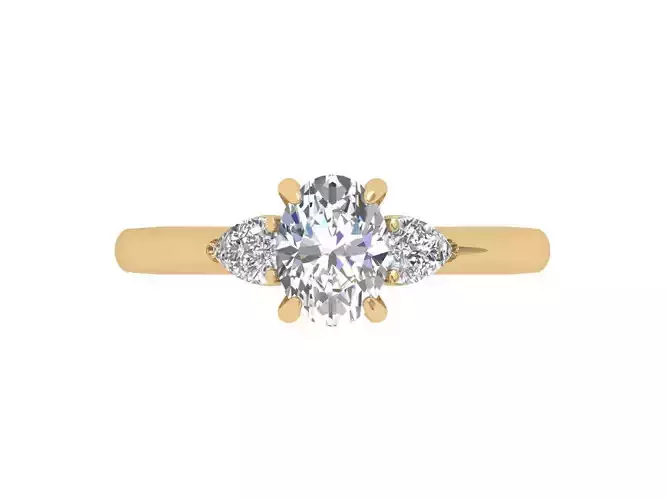 Oval 3 Stone Bridal Ring