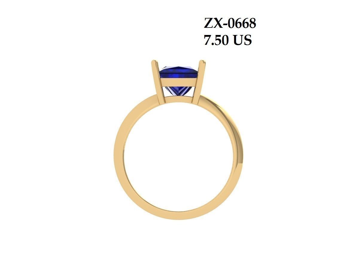 Princess Solitaire Ring 3D print model_2
