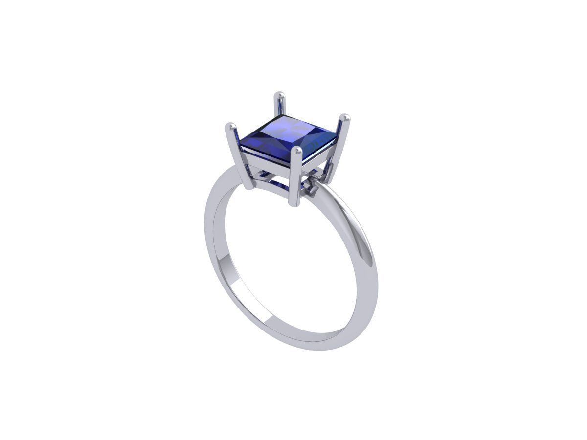 Princess Solitaire Ring 3D print model_6