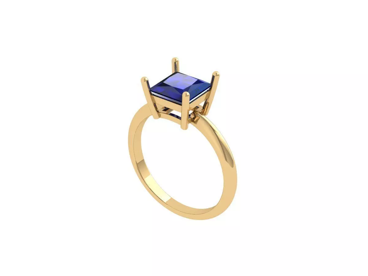 Princess Solitaire Ring 3D print model_0