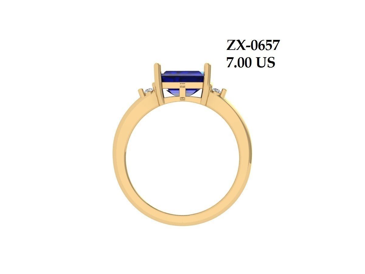 Emerald Solitaire Ring 3D print model_2