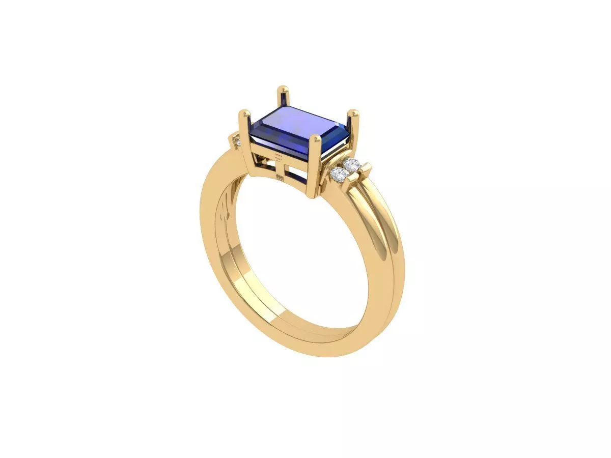 Emerald Solitaire Ring 3D print model_0