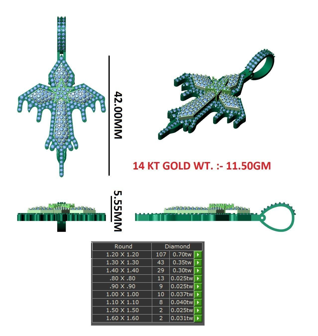 cross hiphop pendant 3D print model_18