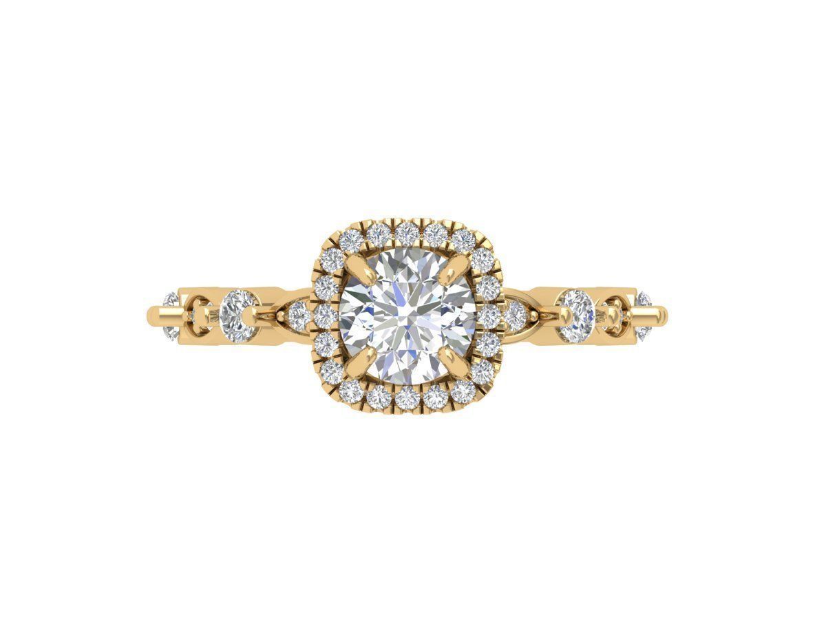 Solitaire Engagement Art Deco Ring 3D print model_1