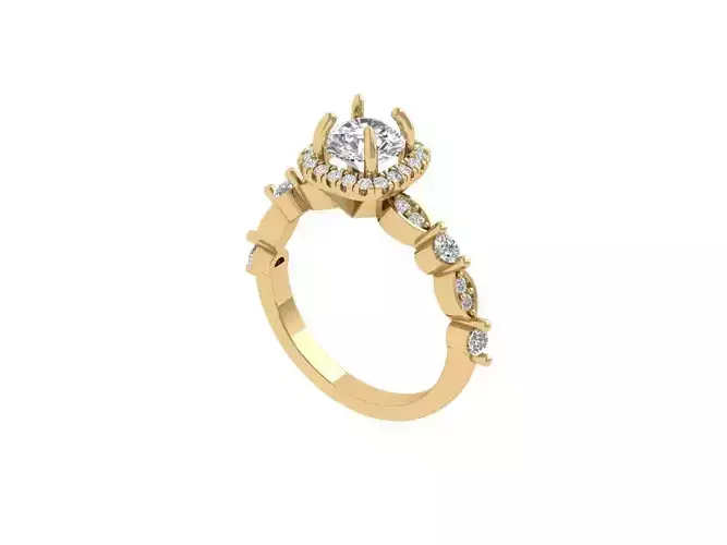 Solitaire Engagement Art Deco Ring