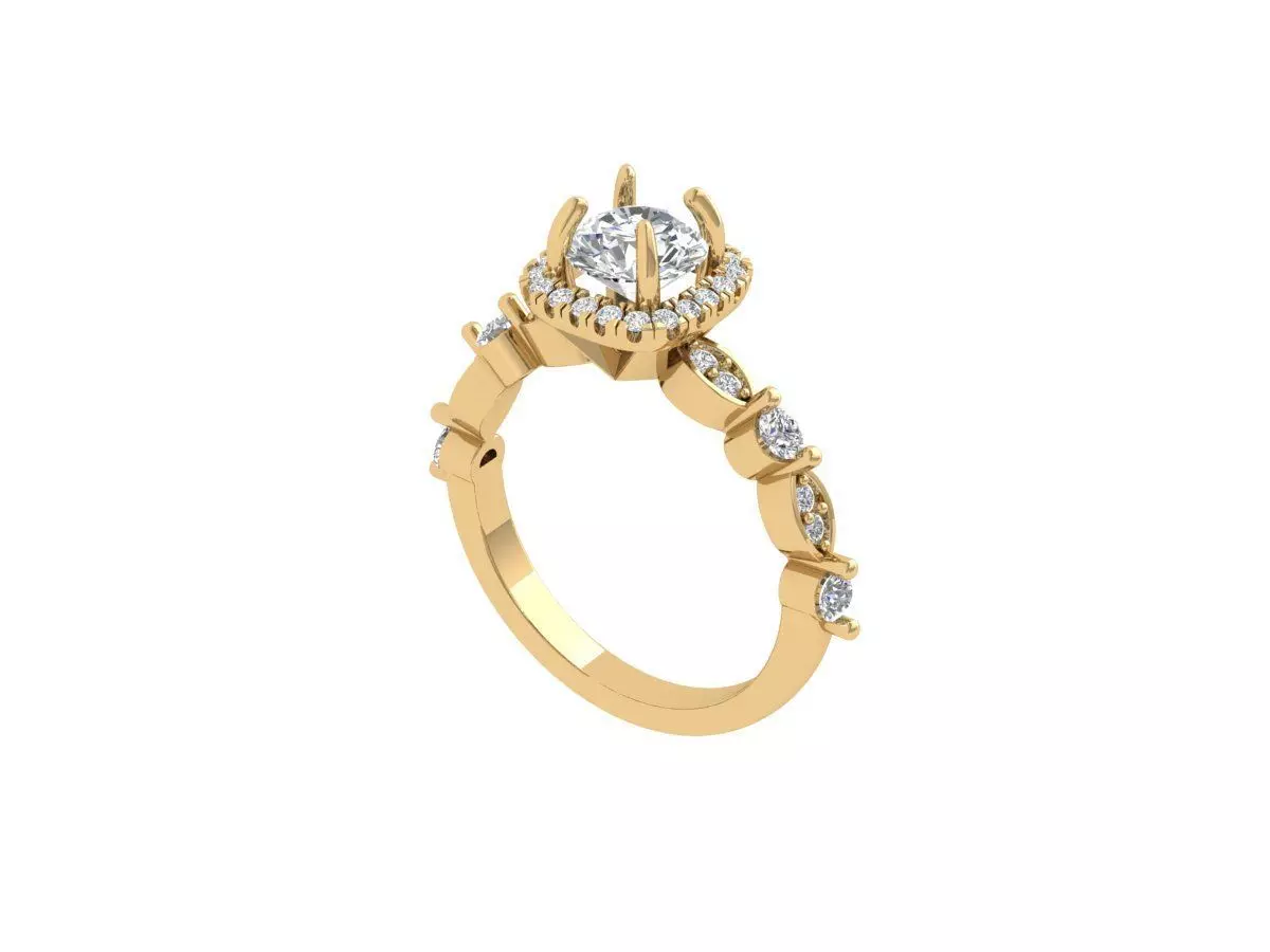 Solitaire Engagement Art Deco Ring 3D print model_0