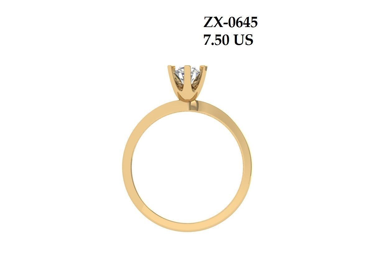 Solitaire Engagement Ring 3D print model_3