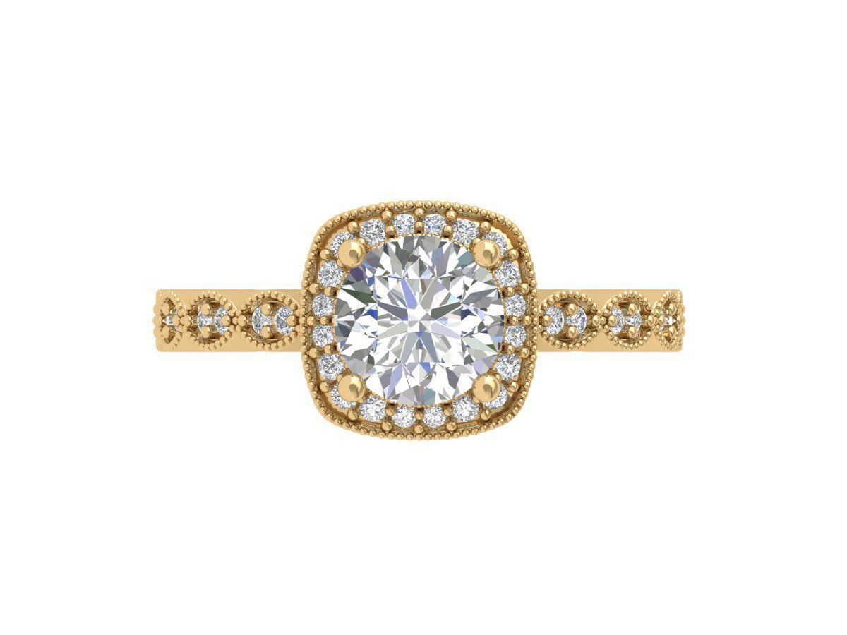 Solitaire Engagement Art Deco Ring 3D print model_1