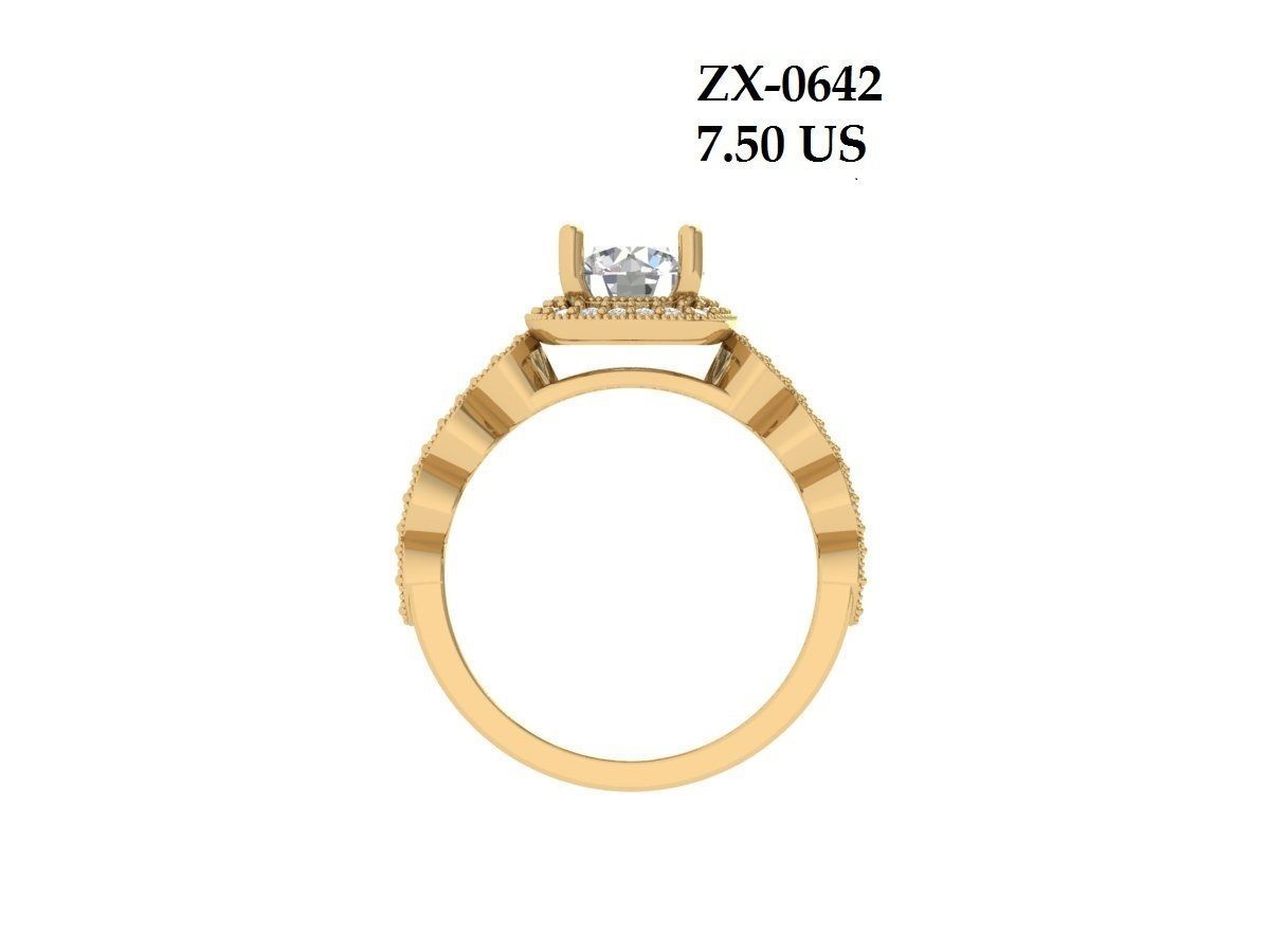 Solitaire Engagement Art Deco Ring 3D print model_2