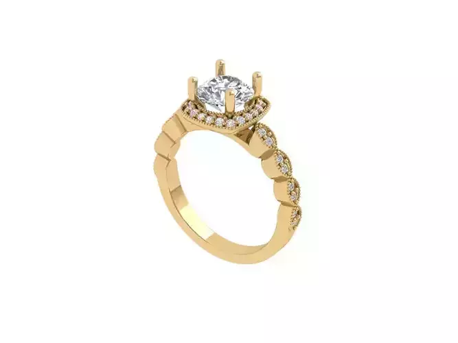 Solitaire Engagement Art Deco Ring