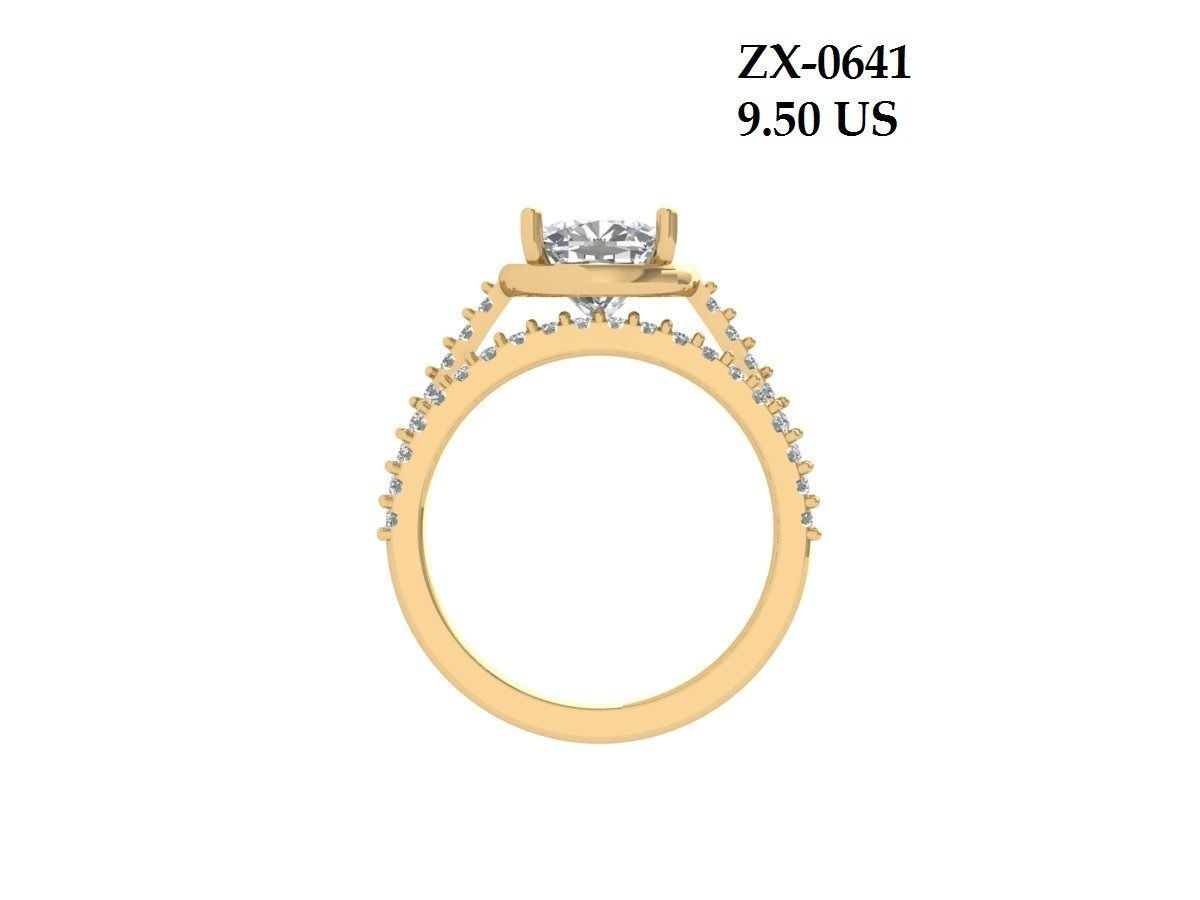 Cushion Bridal Ring 3D print model_2