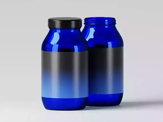 Blue Color Cosmetic Jar 3D Model