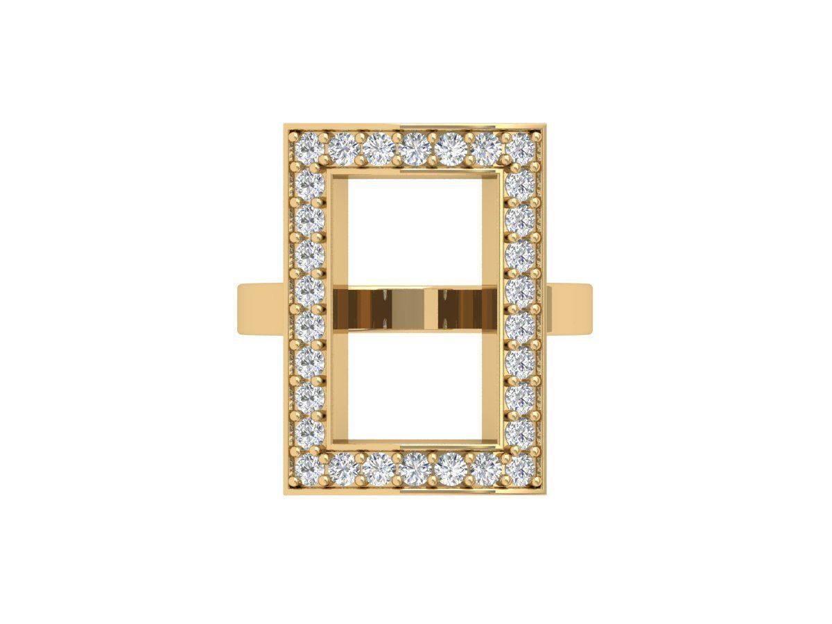 Solitaire Engagement Art Deco Ring 3D print model_1