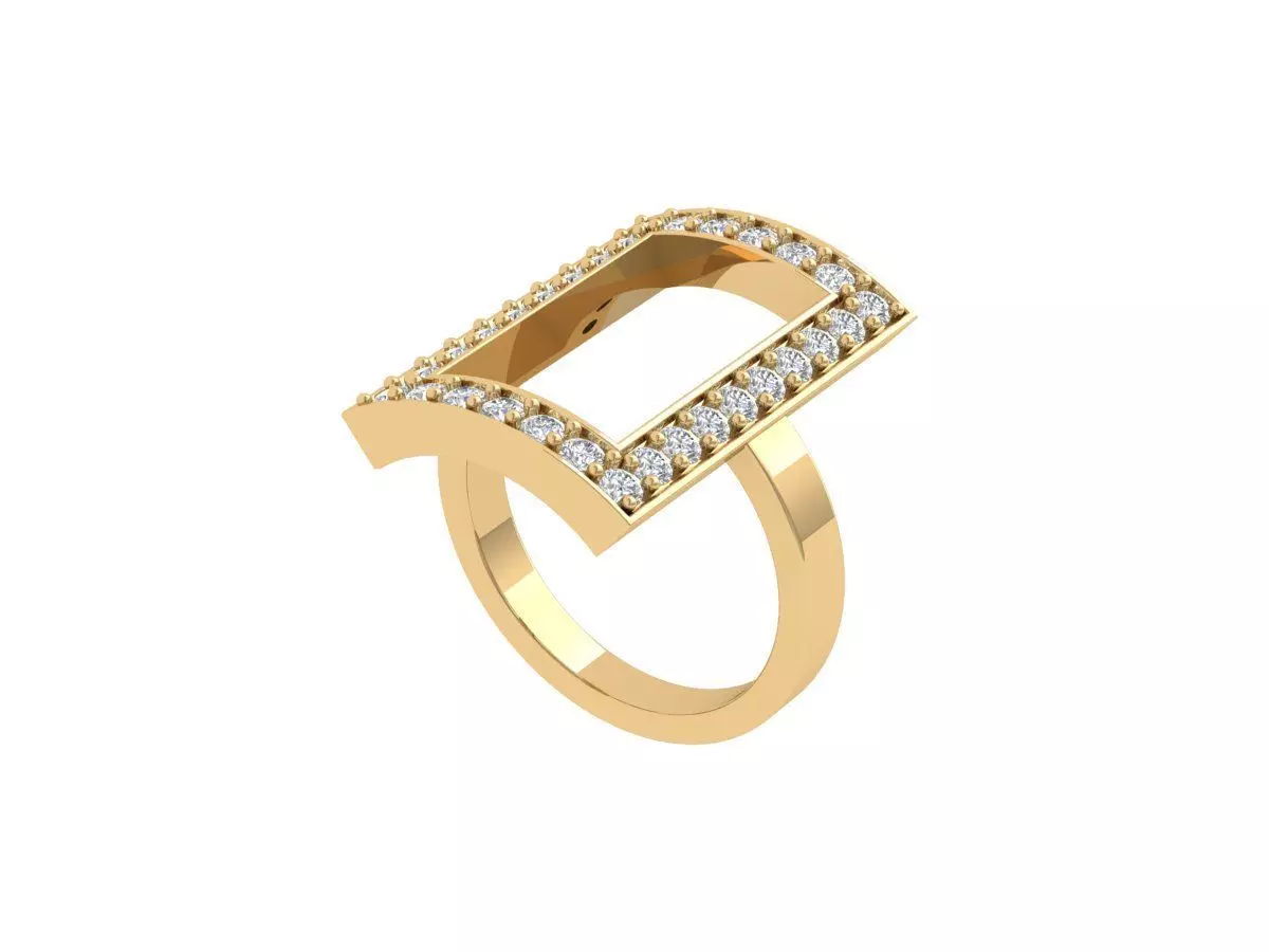 Solitaire Engagement Art Deco Ring 3D print model_0