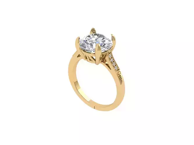 Solitaire Engagement Art Deco Ring