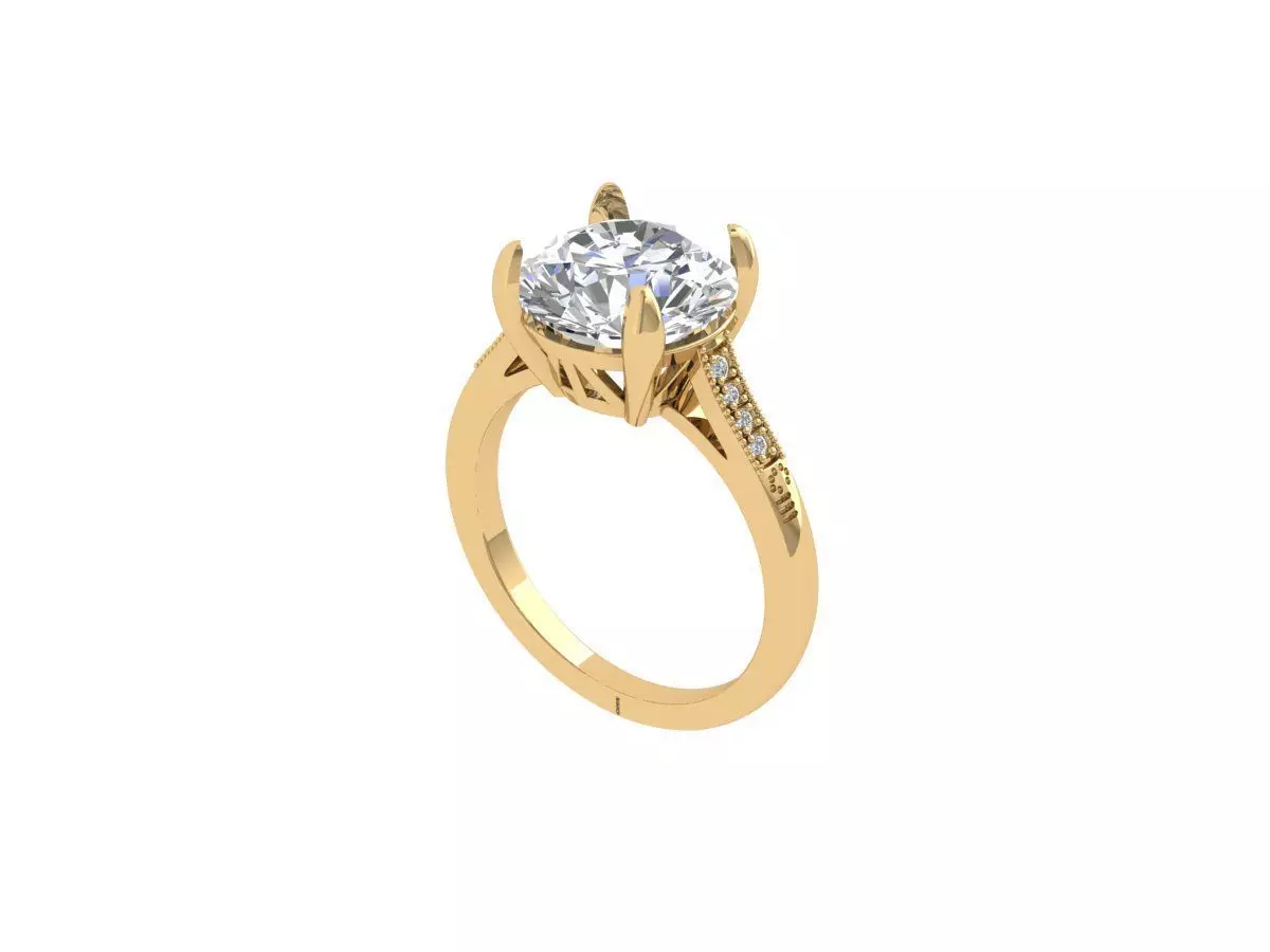 Solitaire Engagement Art Deco Ring 3D print model