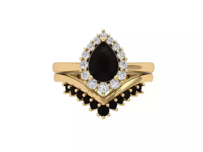 Pear Solitaire Ring Bridal set