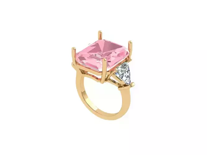 Emerald 3 Stone Art Deco Ring