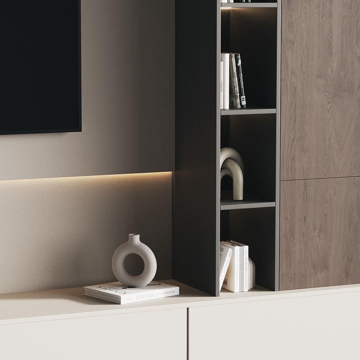 Tv Wall Set 043 3D model_2