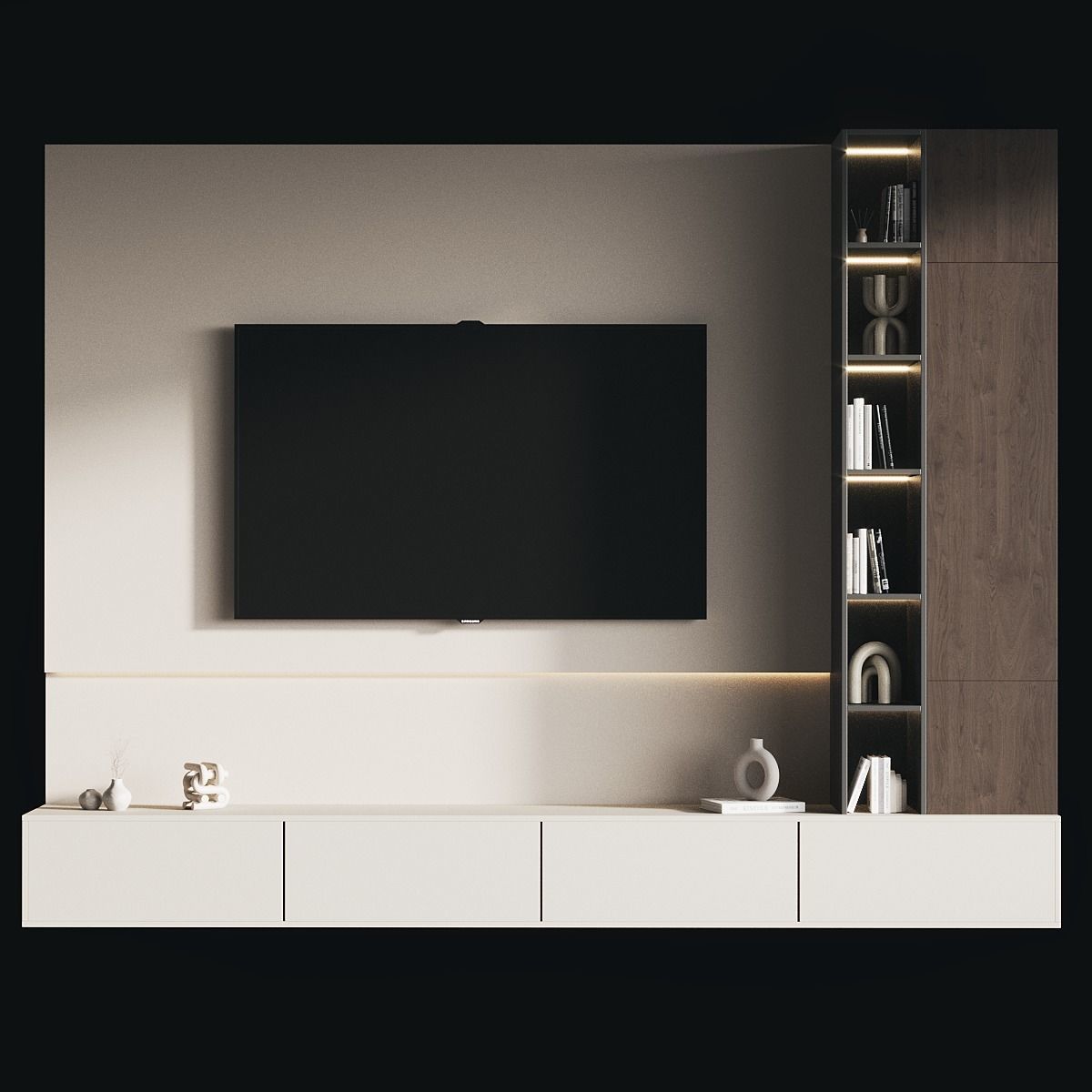 Tv Wall Set 043 3D model_1