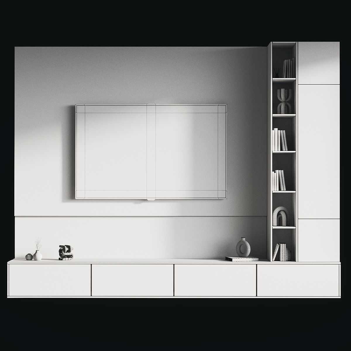 Tv Wall Set 043 3D model_3