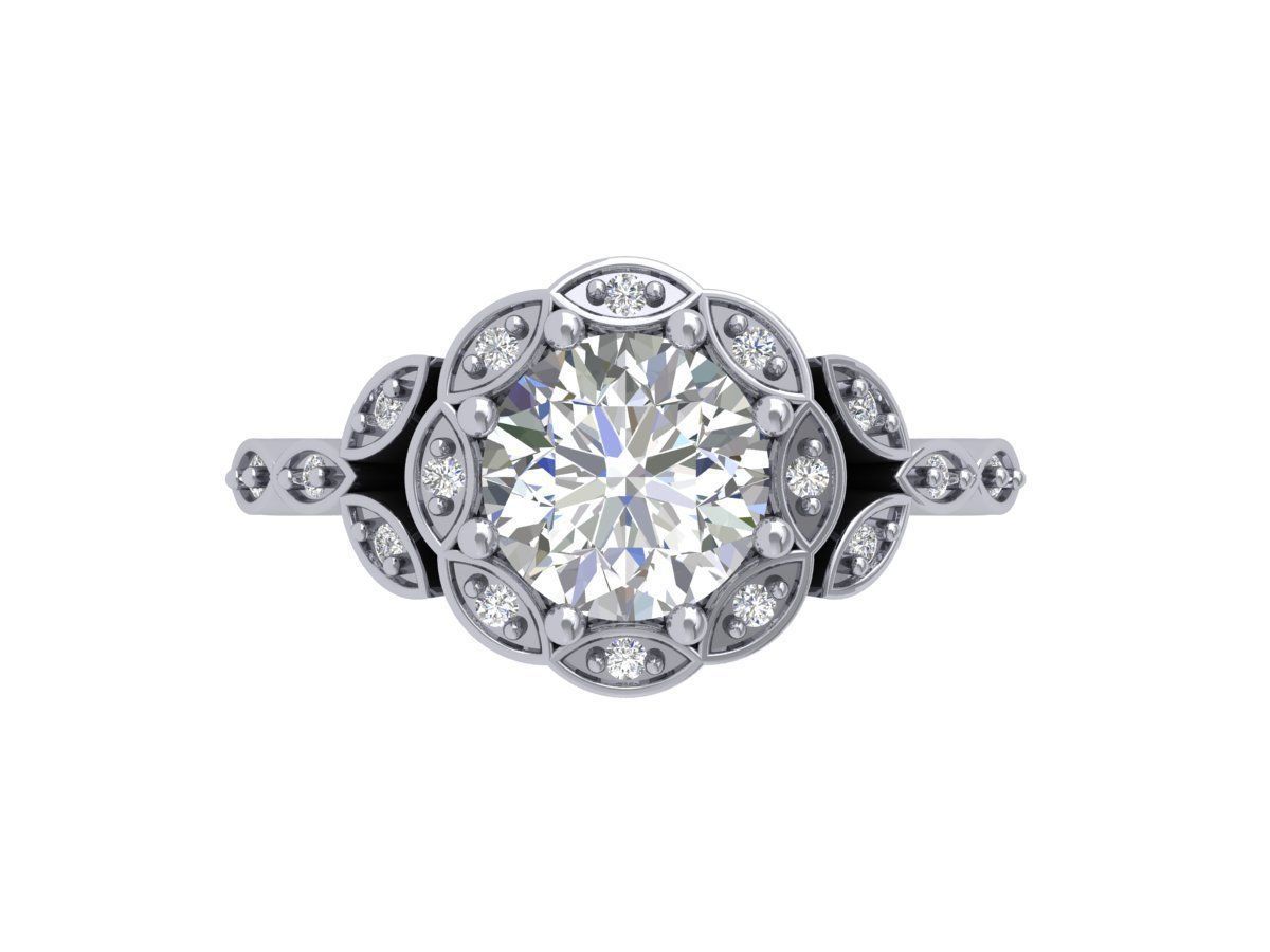 Solitaire Engagement Art Deco Ring 3D print model_3