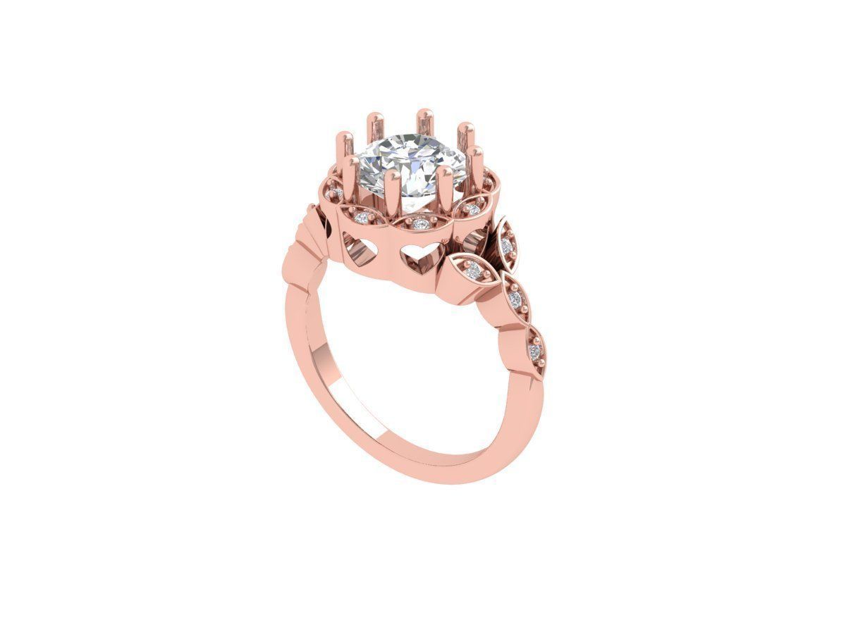 Solitaire Engagement Art Deco Ring 3D print model_4