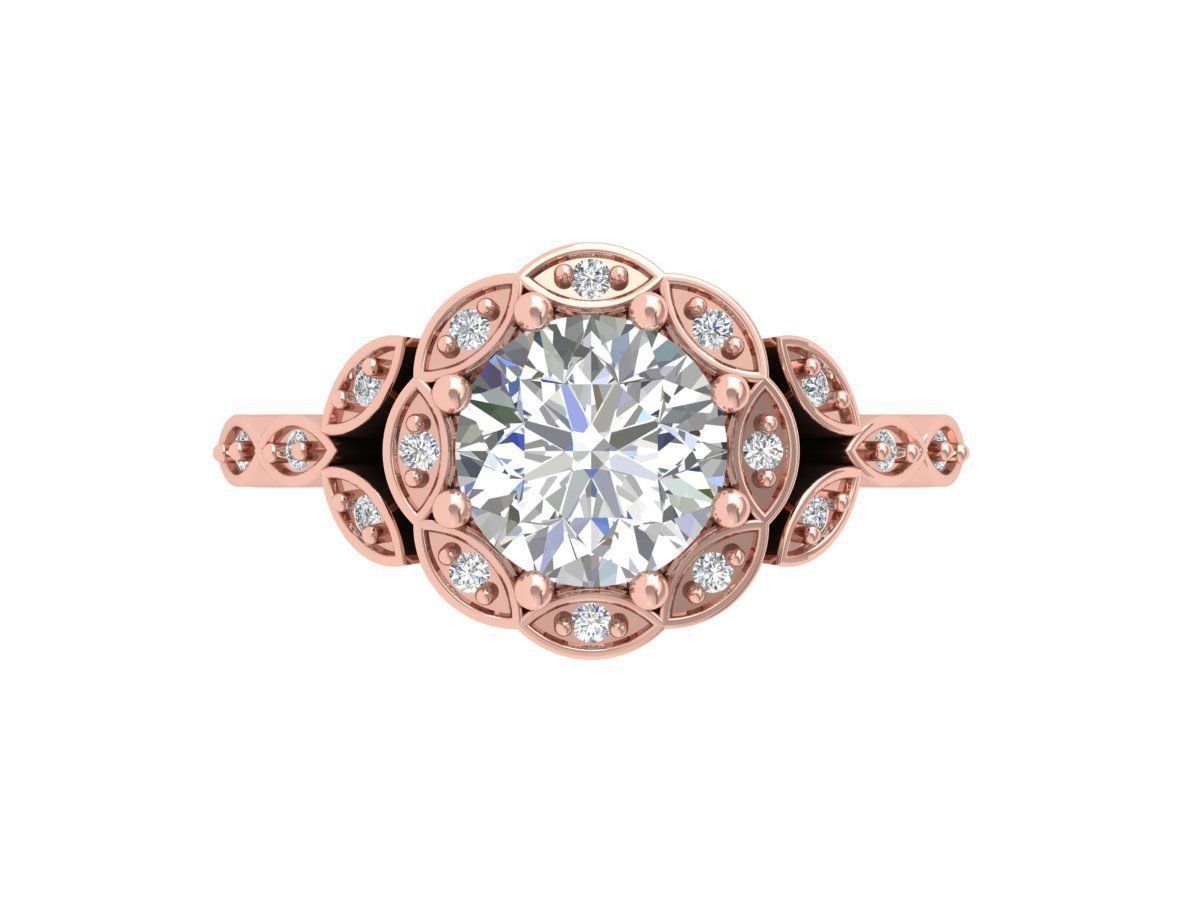 Solitaire Engagement Art Deco Ring 3D print model_2