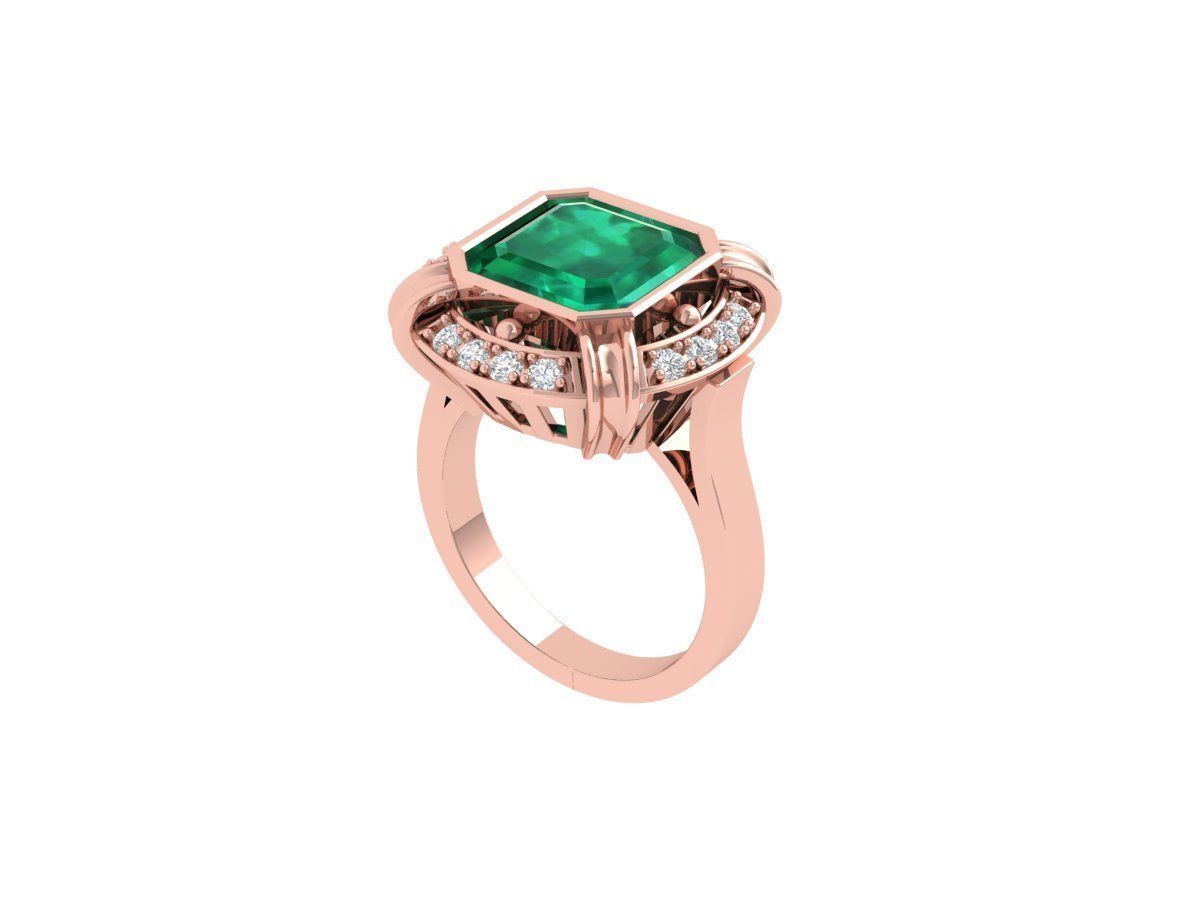 Asscher Art Deco Ring 3D print model_4
