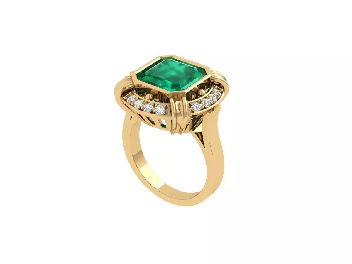 Asscher Art Deco Ring 3D print model_0