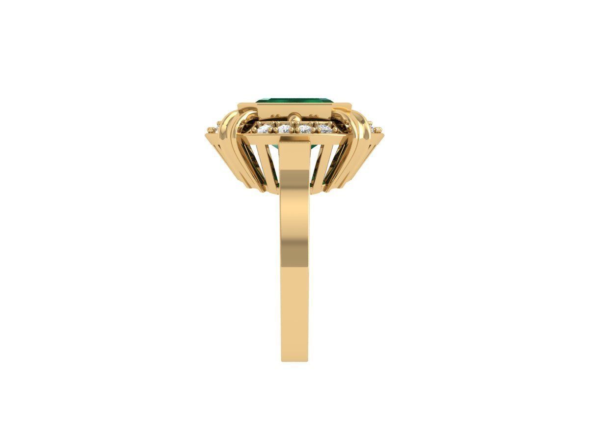 Asscher Art Deco Ring 3D print model_8