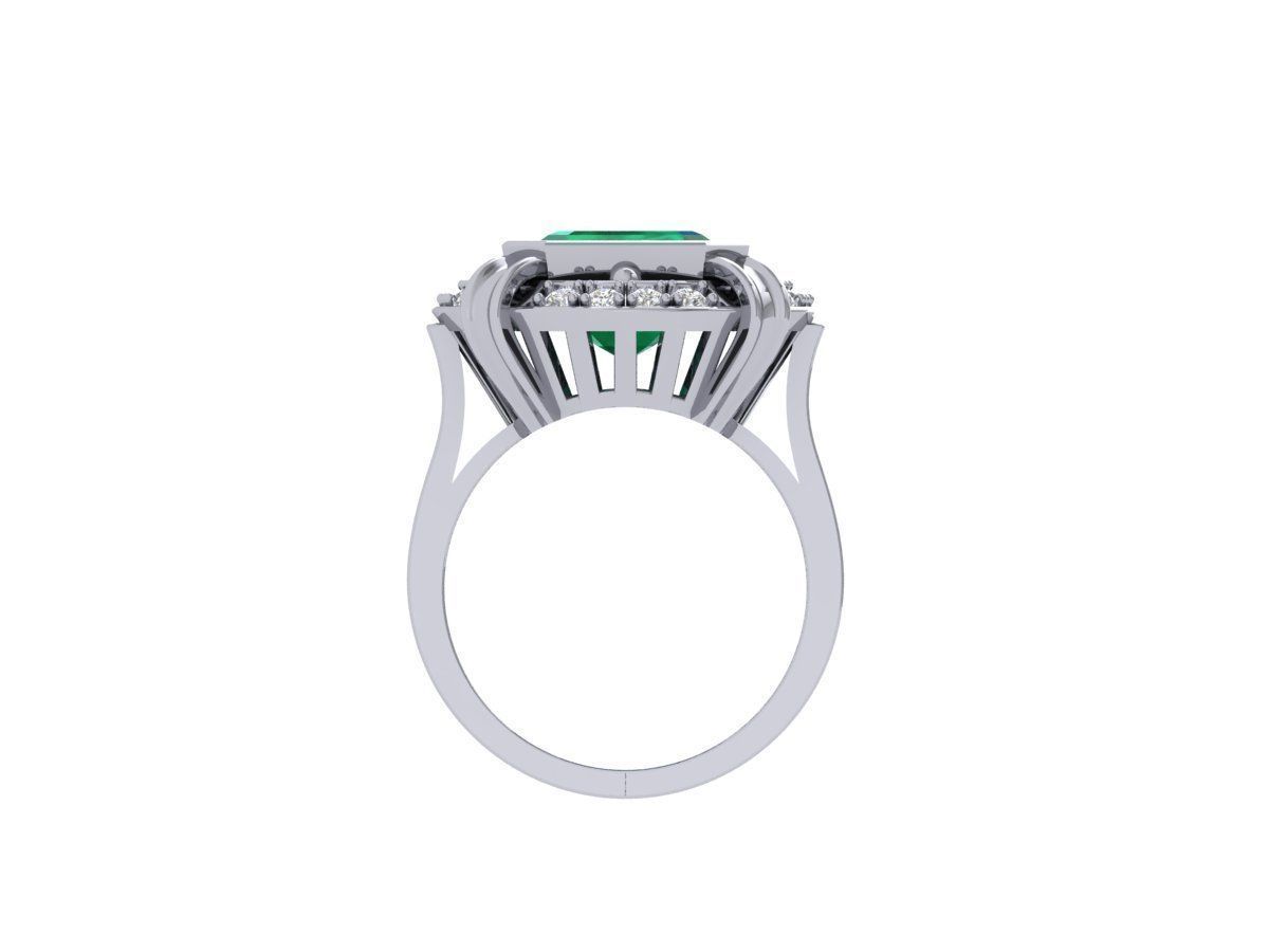 Asscher Art Deco Ring 3D print model_9