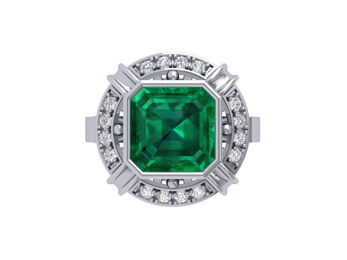 Asscher Art Deco Ring 3D print model_3
