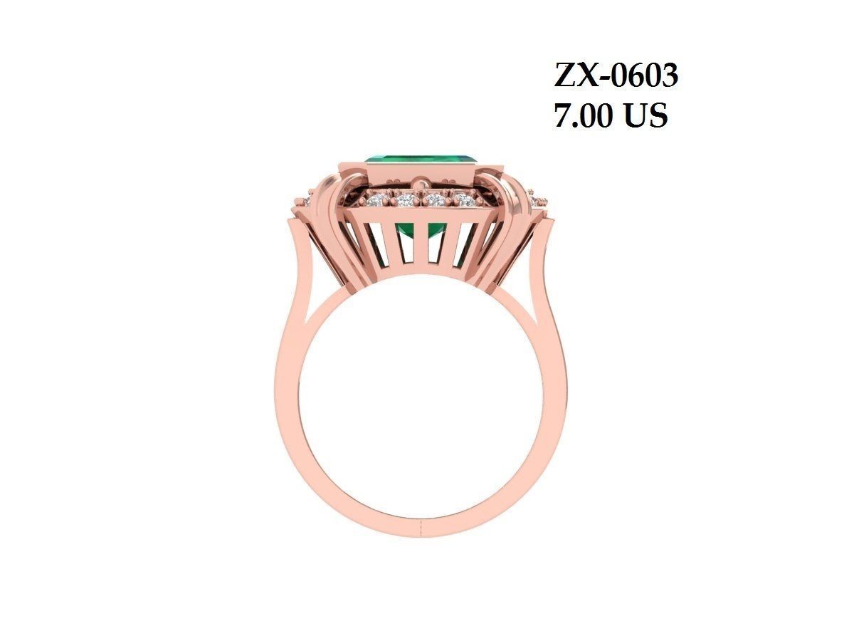 Asscher Art Deco Ring 3D print model_10
