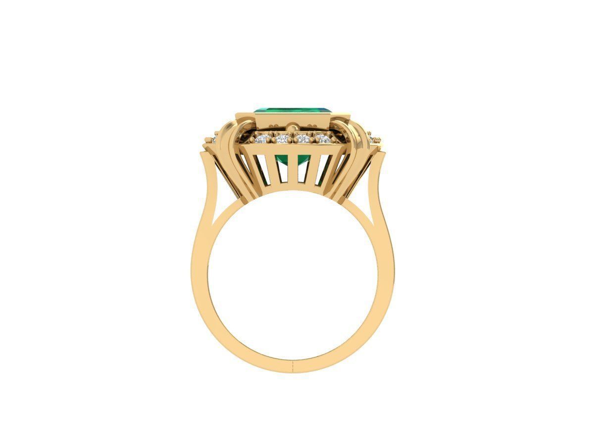 Asscher Art Deco Ring 3D print model_11